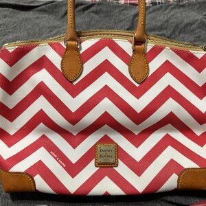 Dooney & Bourke Red and White Zigzag Tote
